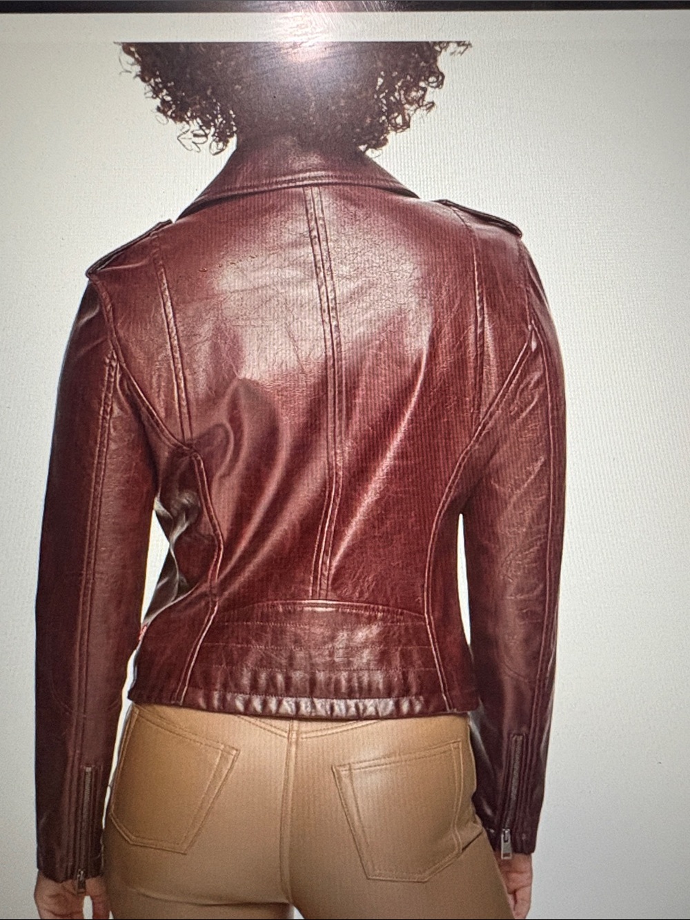 Levi's Women's Deep Burgundy Faux Leather Moto Jacket - Picture 7 of 8